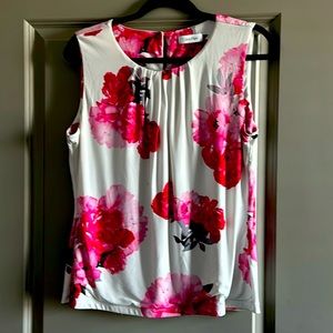 Calvin Kline  Pink Floral Blouse Large good condition no tears or stains